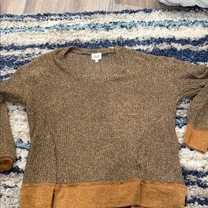 BKE Two-Tone Brown Crew Neck Sweater